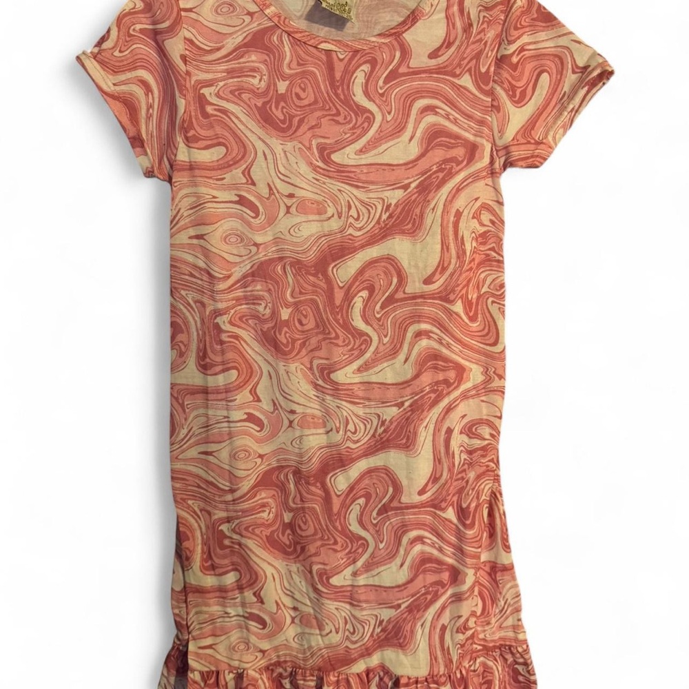 Swirl Patterned Dress in Red and Cream